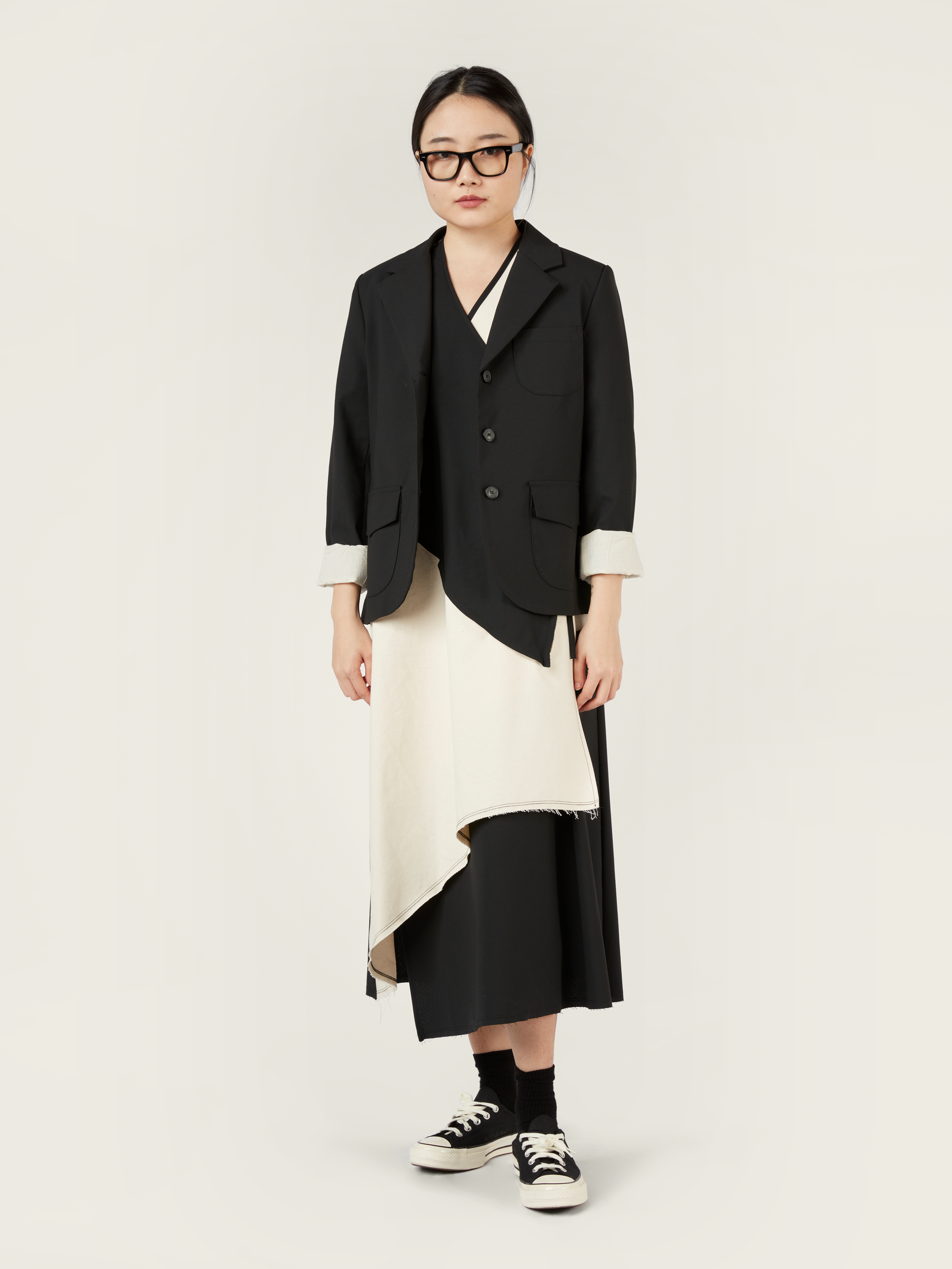 BLAZER DOPPIATO IN TESSUTO ECRÙ