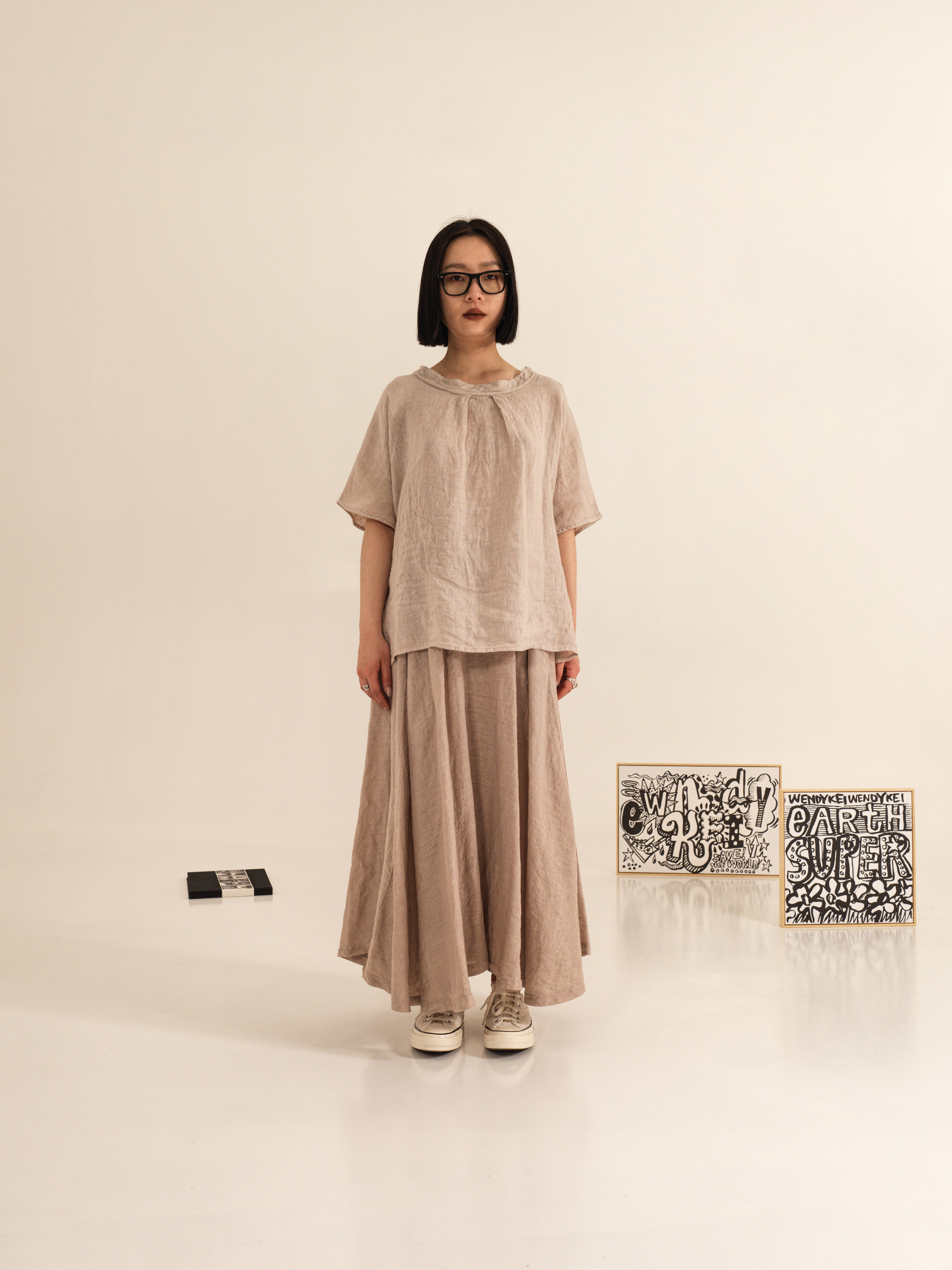 WIDE LINEN BLOUSE