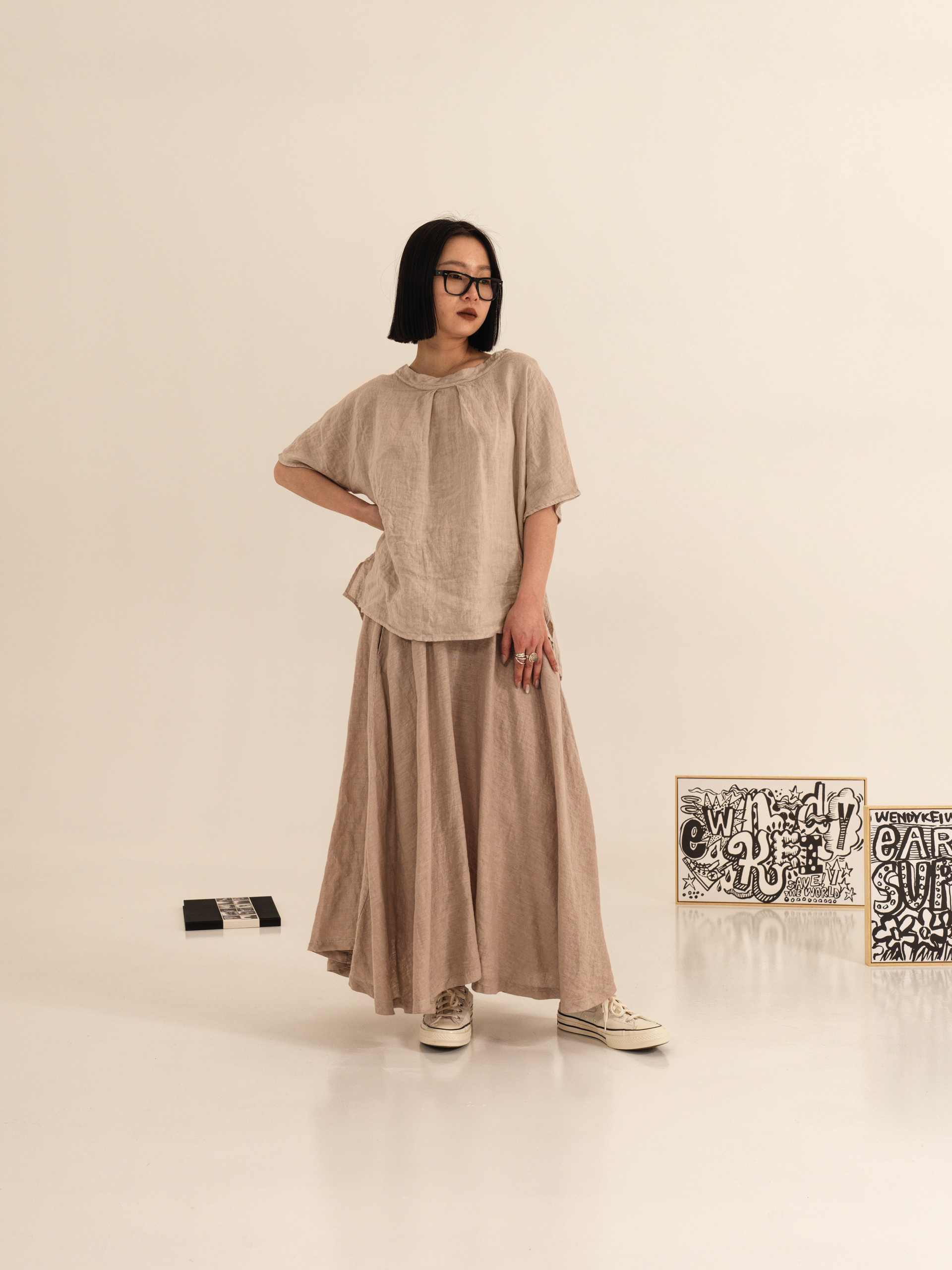 WIDE LINEN BLOUSE