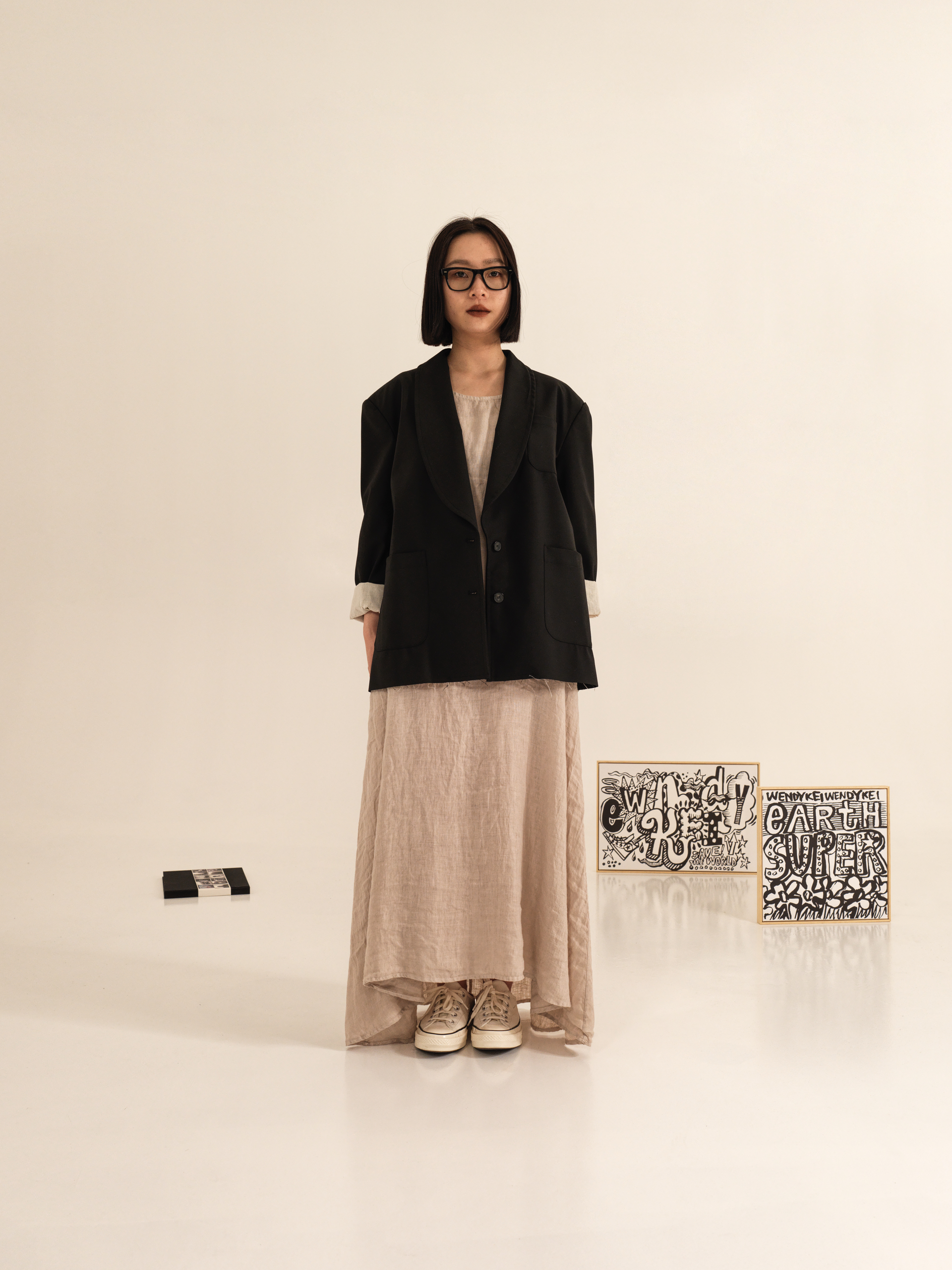 LONG BLAZER DOUBLED IN ECRù FABRIC