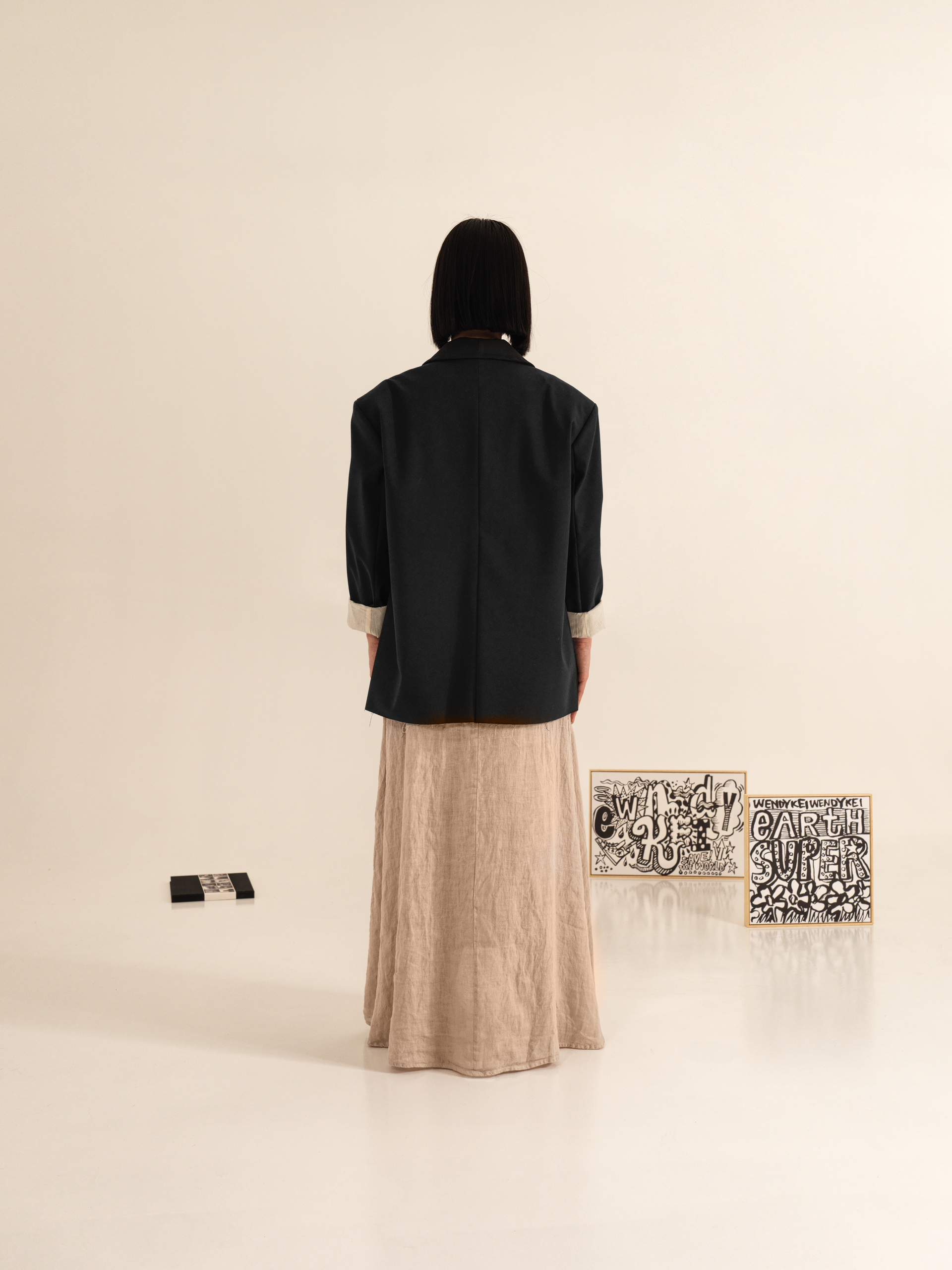 LONG BLAZER DOUBLED IN ECRù FABRIC