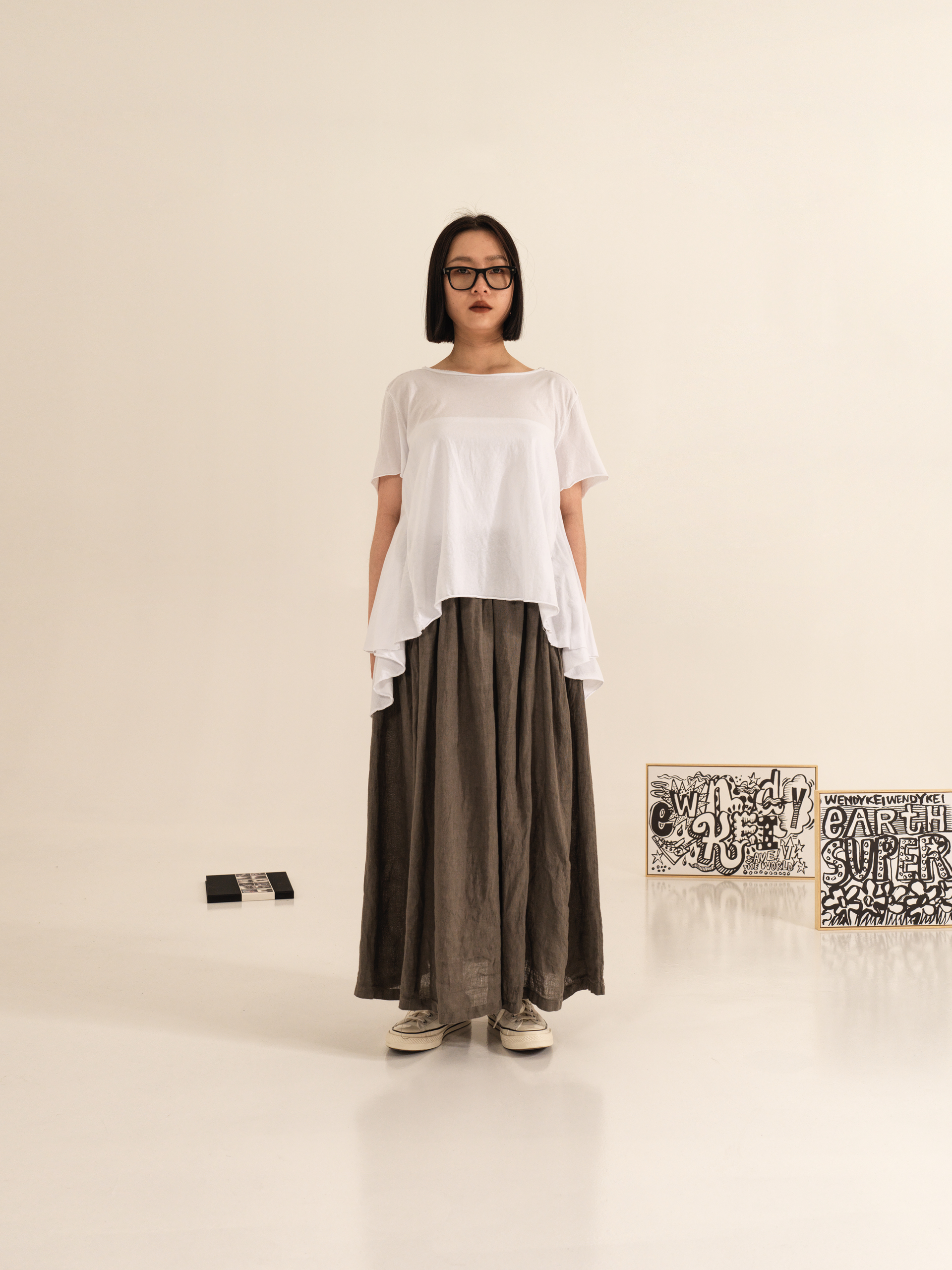 LONG LINEN SKIRT WITH POCKETS