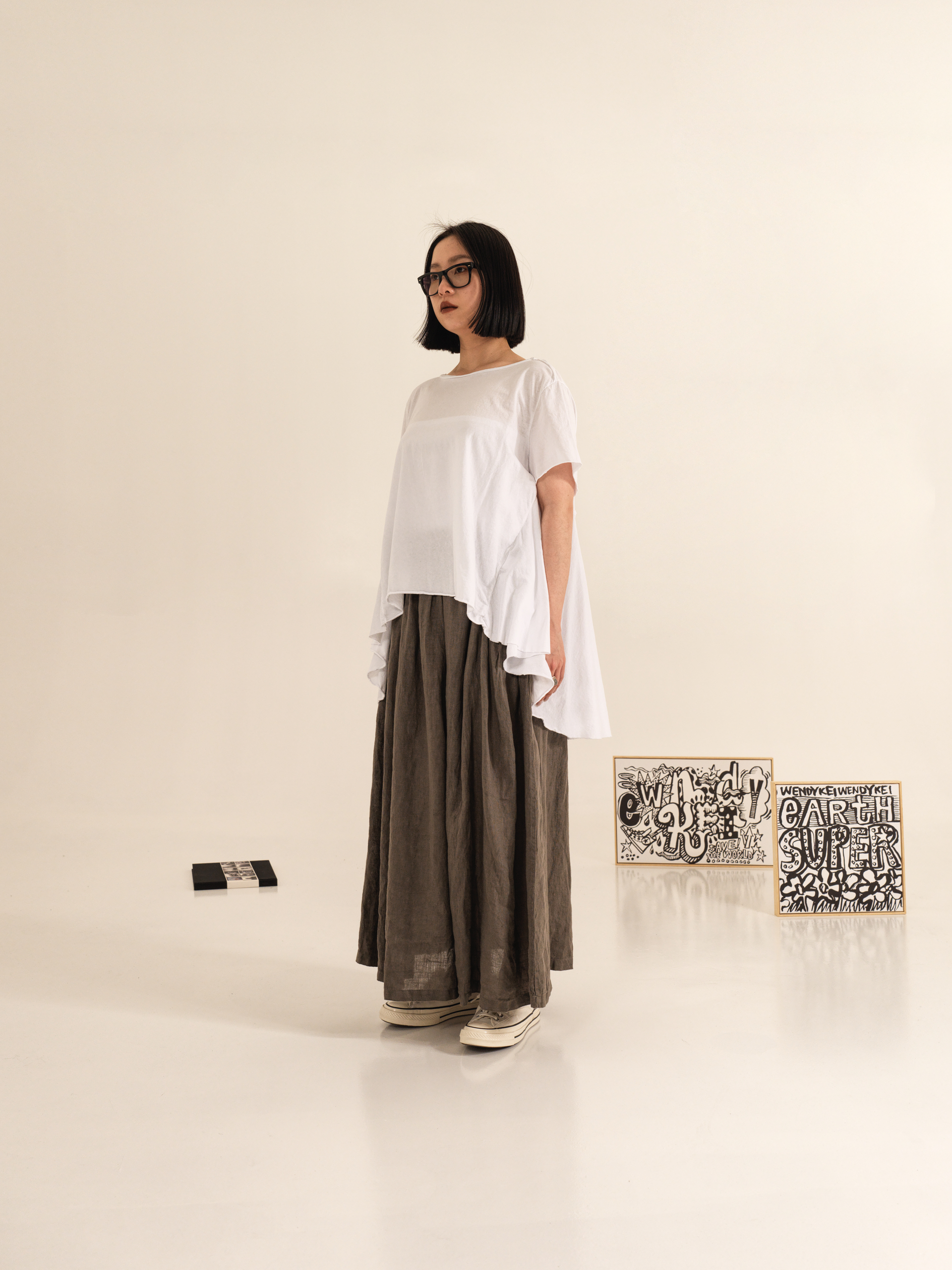 LONG LINEN SKIRT WITH POCKETS