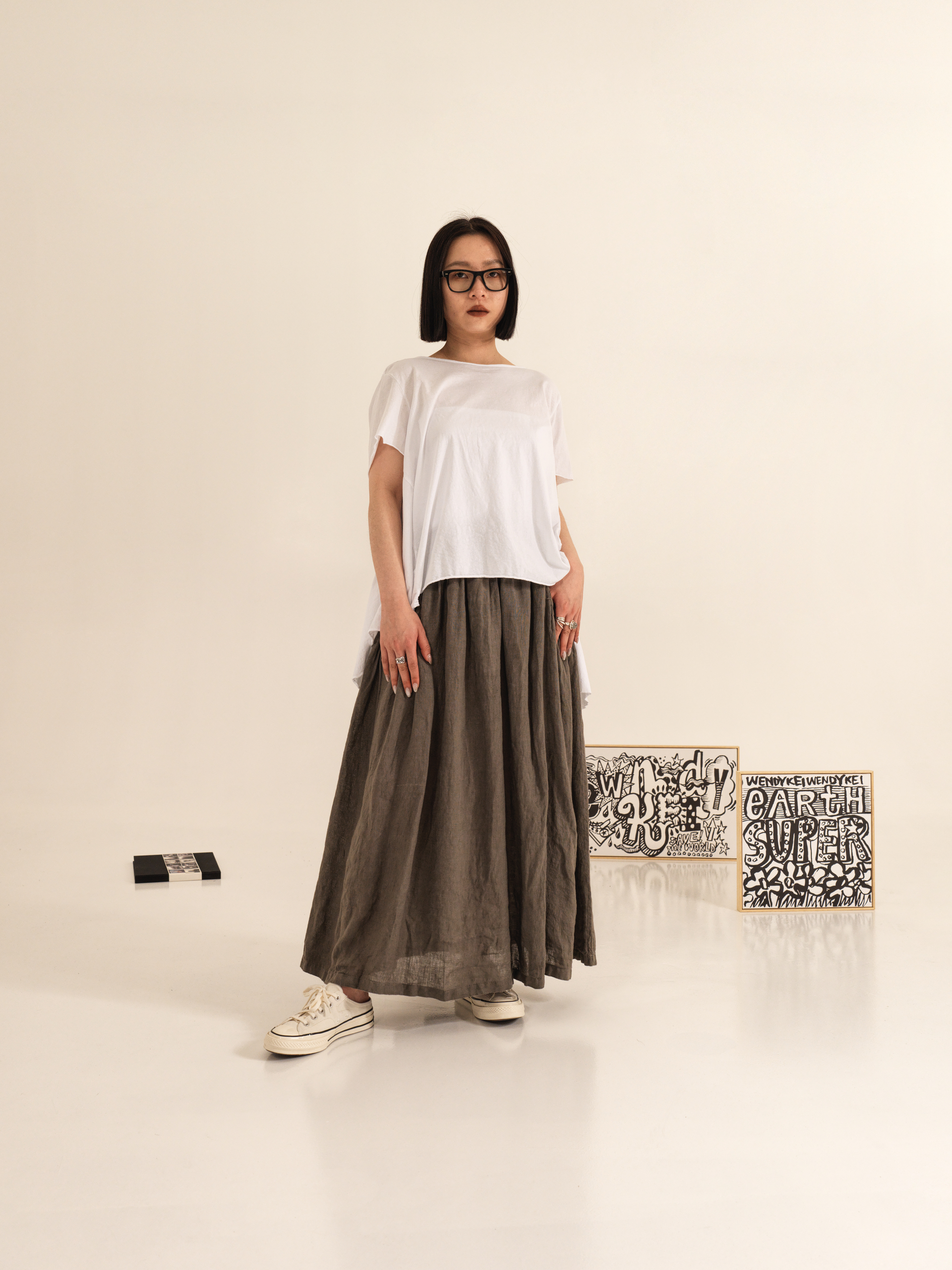 LONG LINEN SKIRT WITH POCKETS