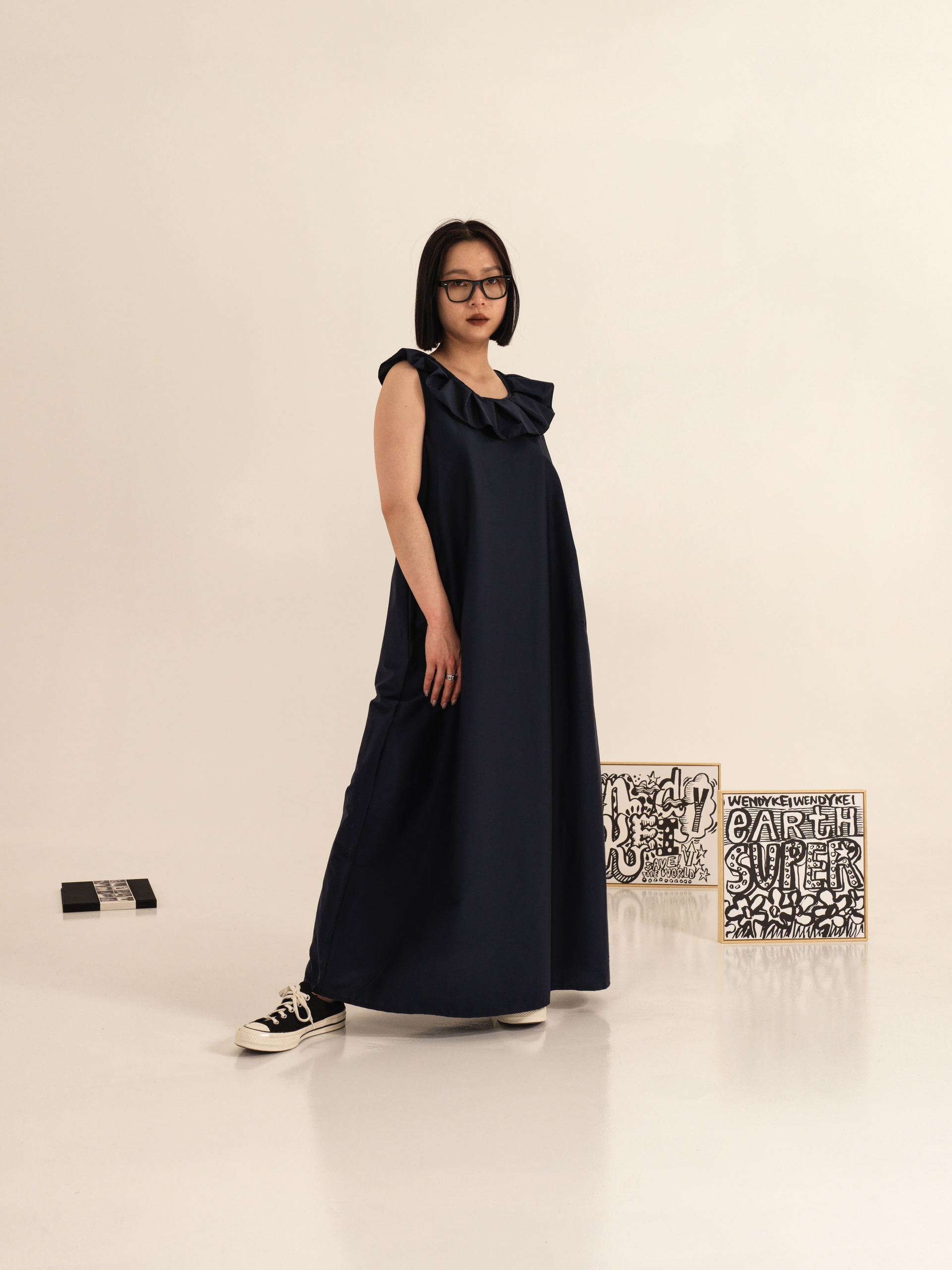 DRESS WITH ROLL COLLAR