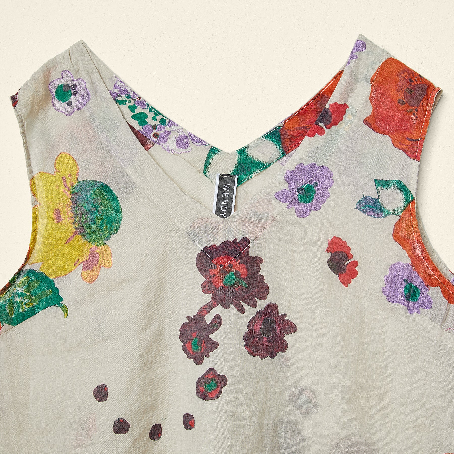TANK TOP IN FLORAL RAMIE FABRIC