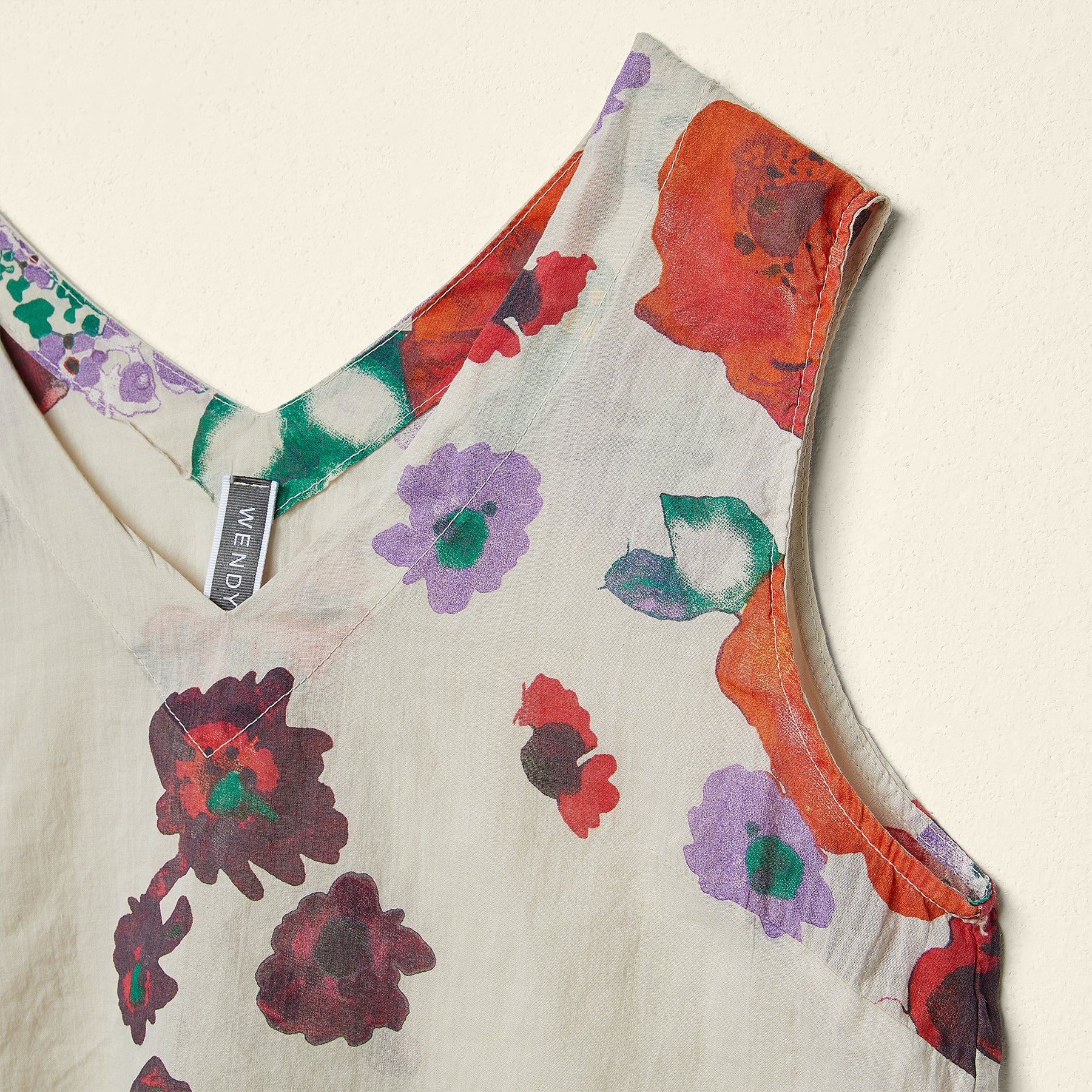 TANK TOP IN FLORAL RAMIE FABRIC