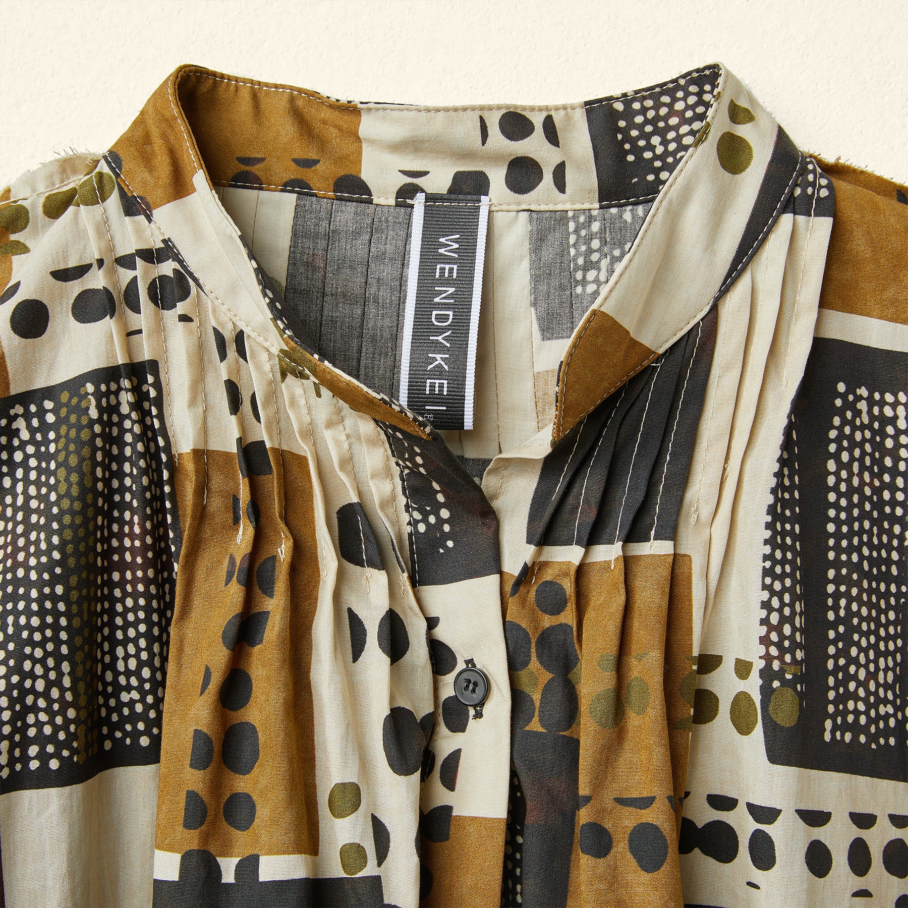 MAXI BLOUSE IN GEOMETRIC PATTERN FABRIC
