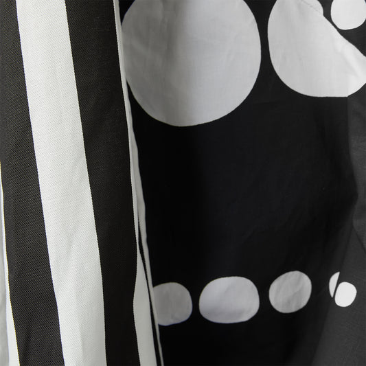 POLKA DOTS CARDIGAN WITH STRIPED SHAWL
