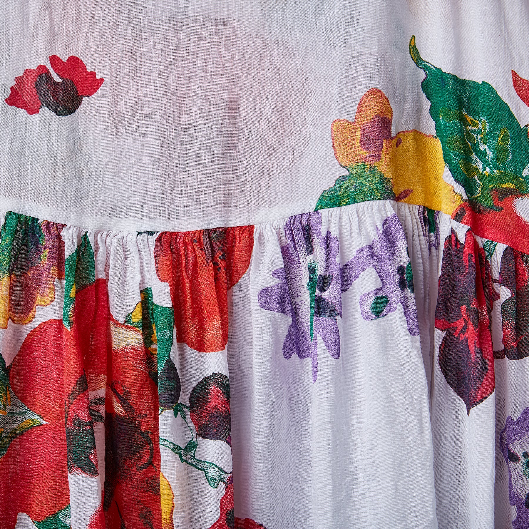 花朵苎麻面料无袖连衣裙