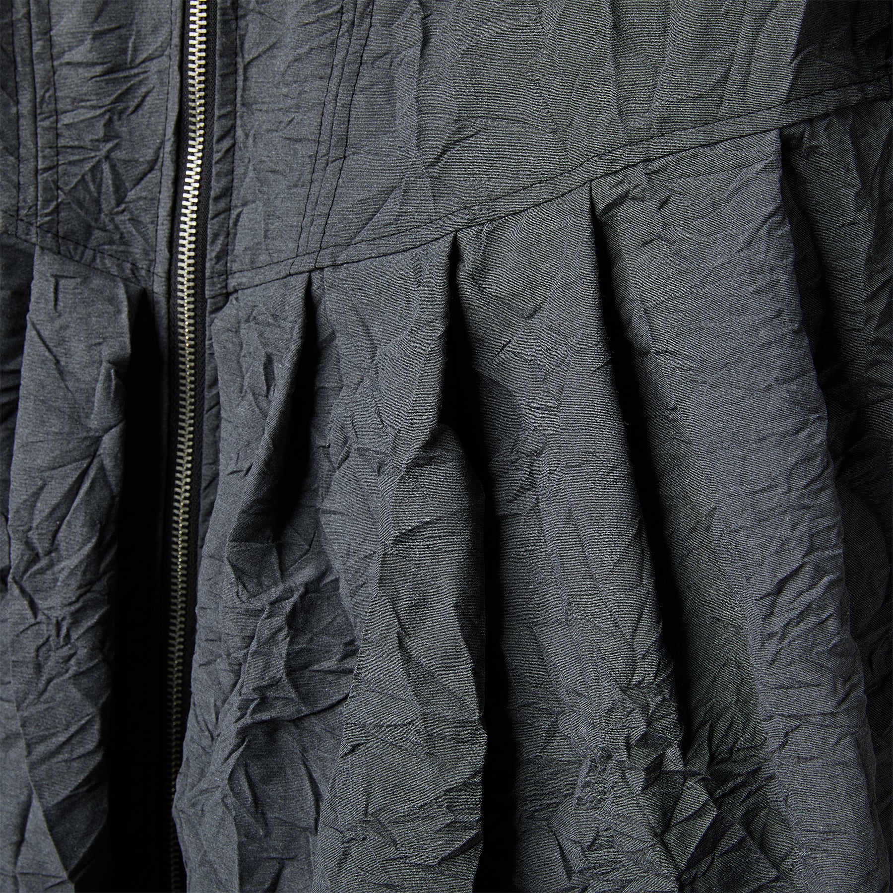 SCULPTURAL CRINKLED ZIP-UP MAXI DRESS