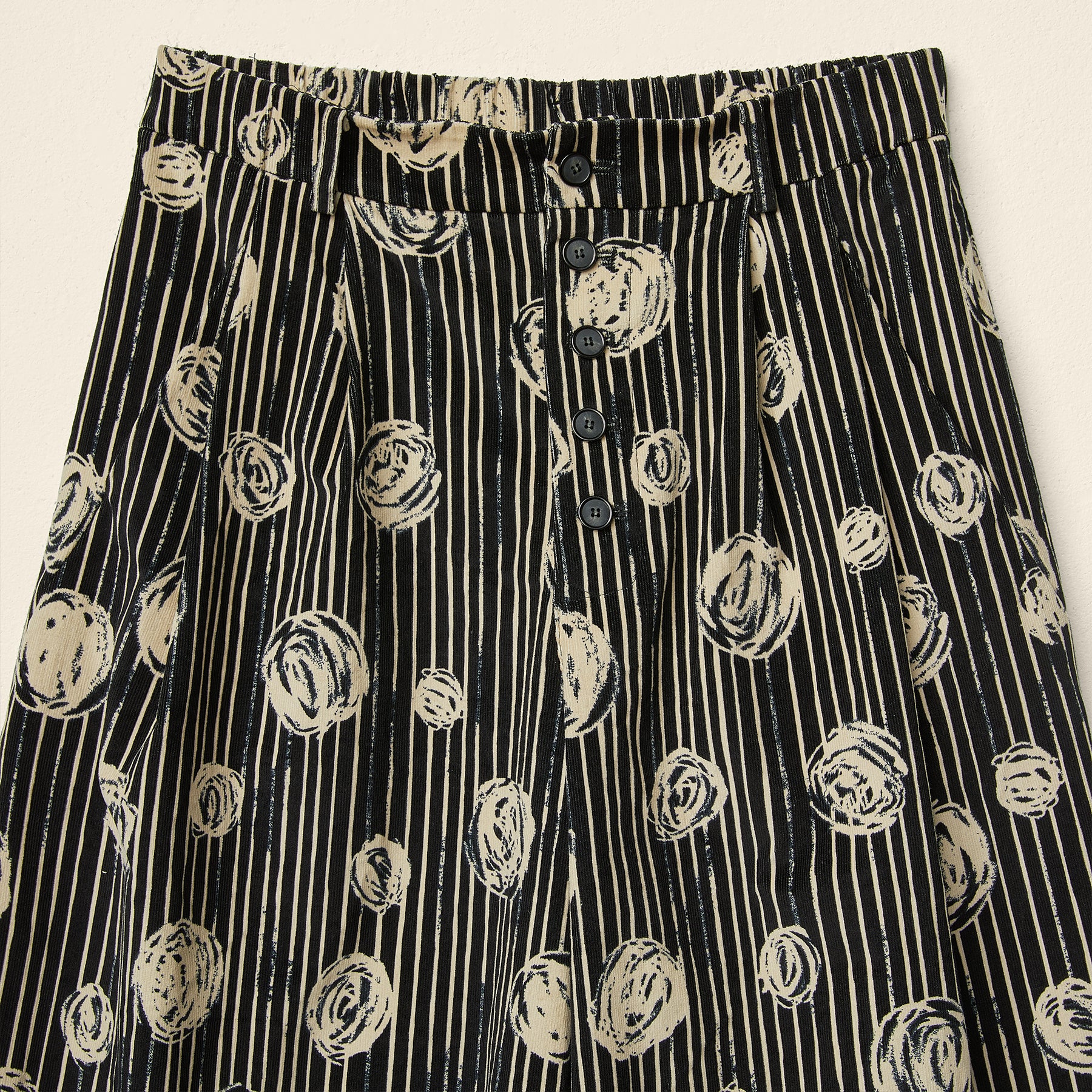 AW26 VELVET TROUSERS WITH GRAPHIC PRINT
