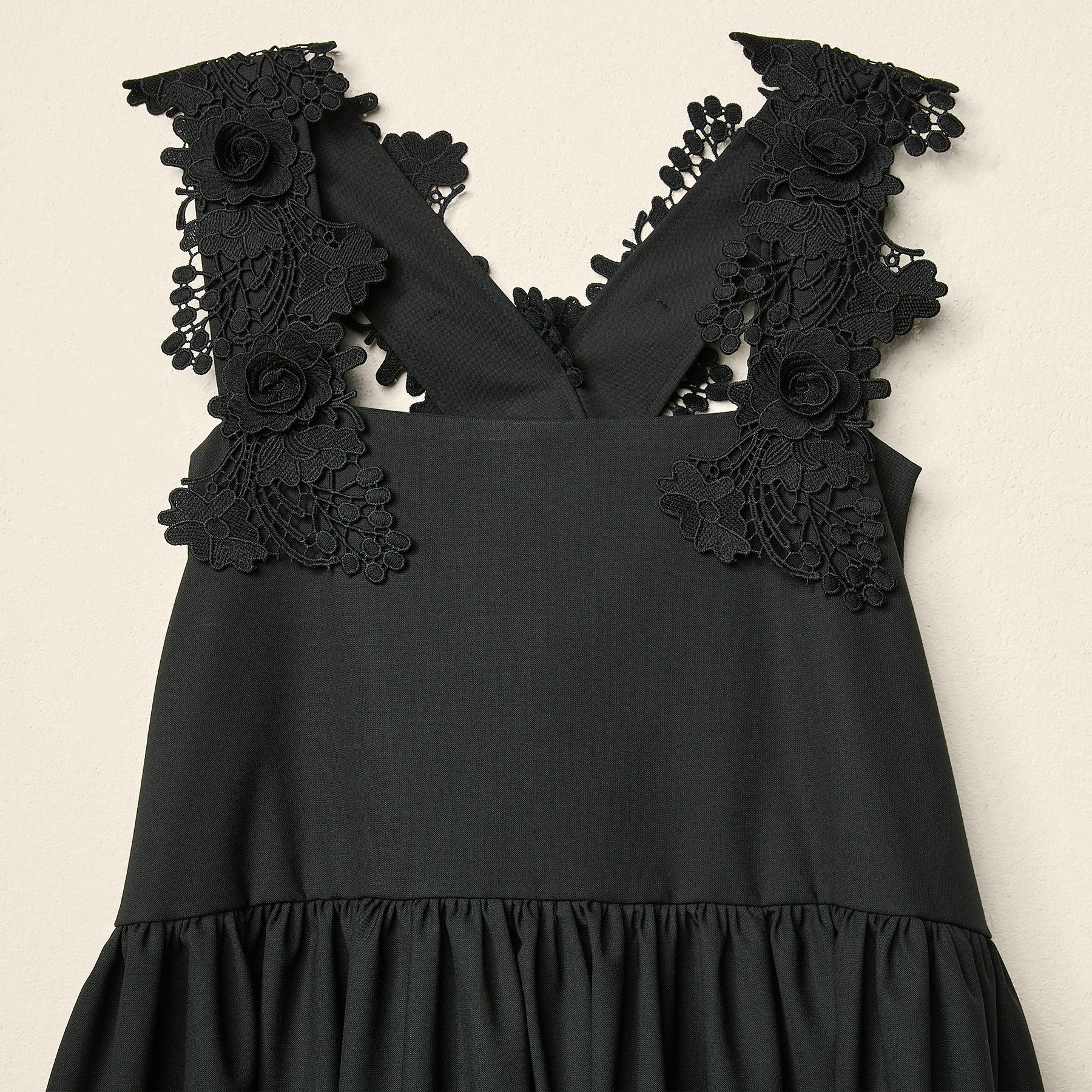 AW26 SALOPETTE WITH LACE ON THE SHOULDER