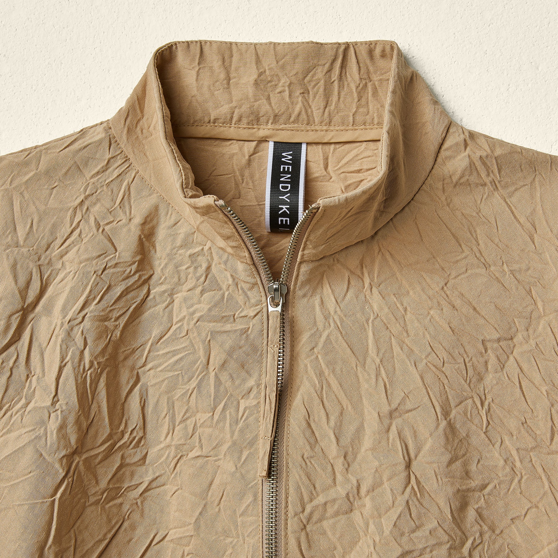 VEST WITH ZIP IN WRINKLED EFFECT FABRIC