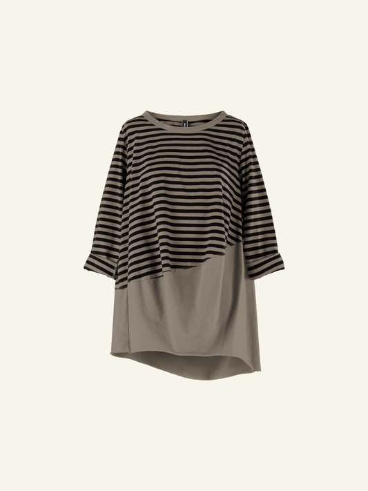 STRIPED AND SOLID COLOR T-SHIRT