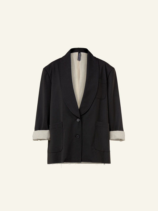 BLAZER LUNGO DOPPIO IN TESSUTO ECRÙ