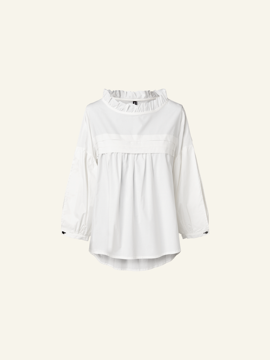 BLUSA IN POPELINE CON MANICHE A SBUFFO