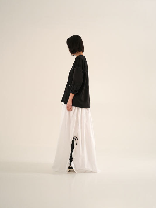 LONG SKIRT WITH CONTRAST DRAWSTRING ON THE SIDE
