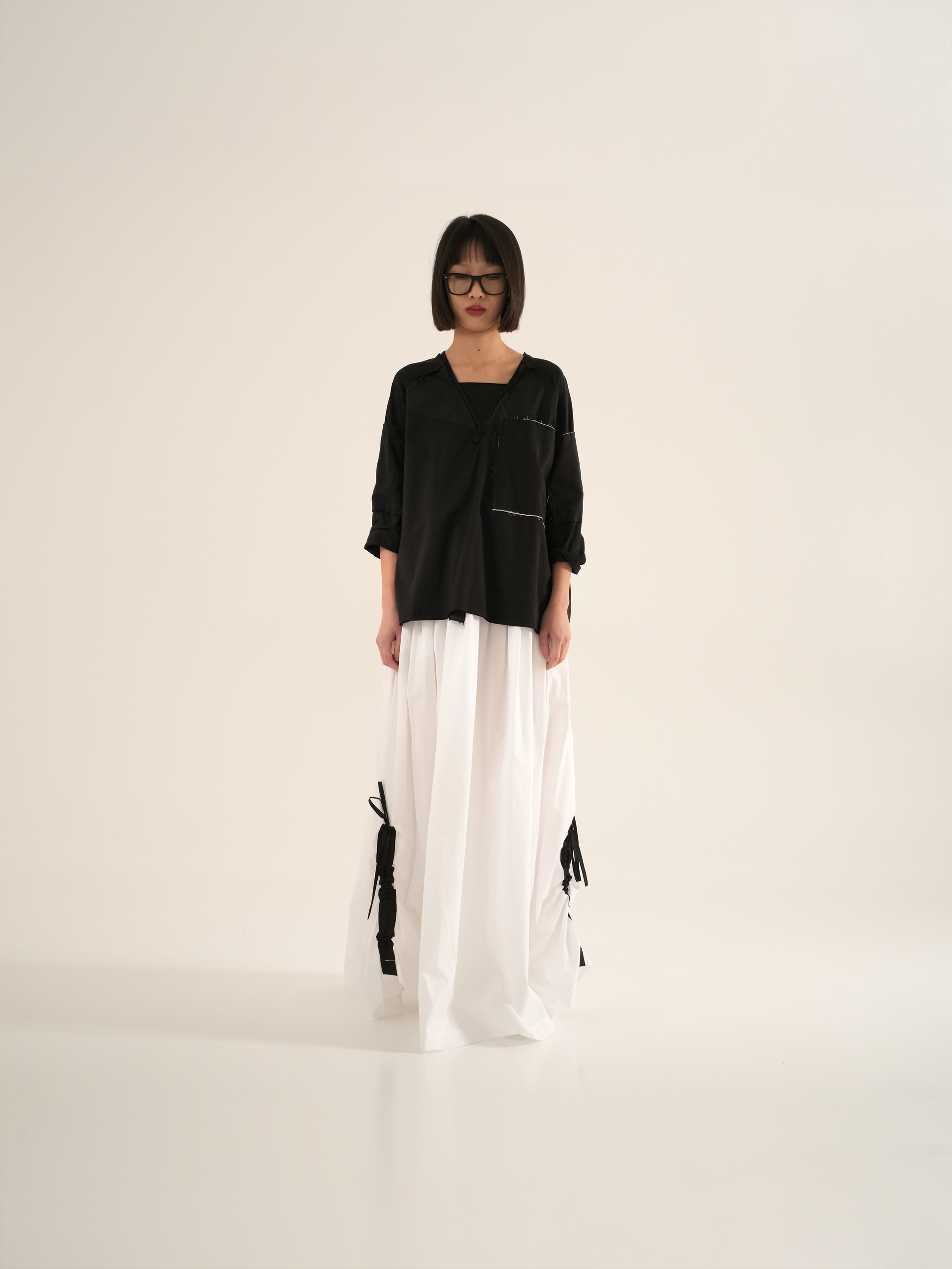 GONNA LUNGA CON COULISSE LATERALE IN CONTRASTO