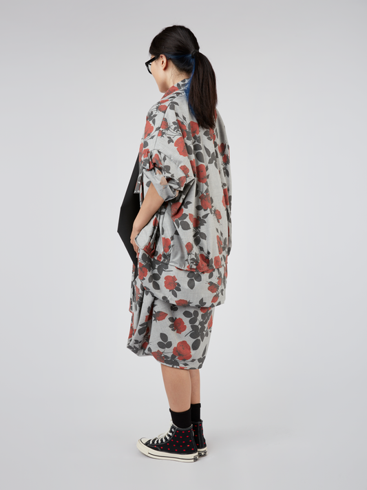 FLORAL PATTERN ROUNDED CARDIGAN