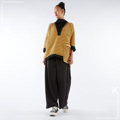 STRIPED SWEATSHIRT WITH POLO NECK