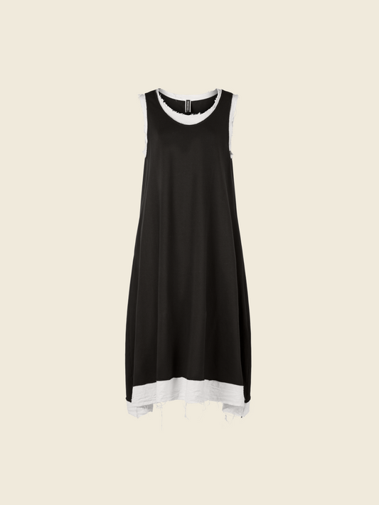 SLEEVELESS SWEATSHIRT DRESS WITH ECRU FABRIC EDGES