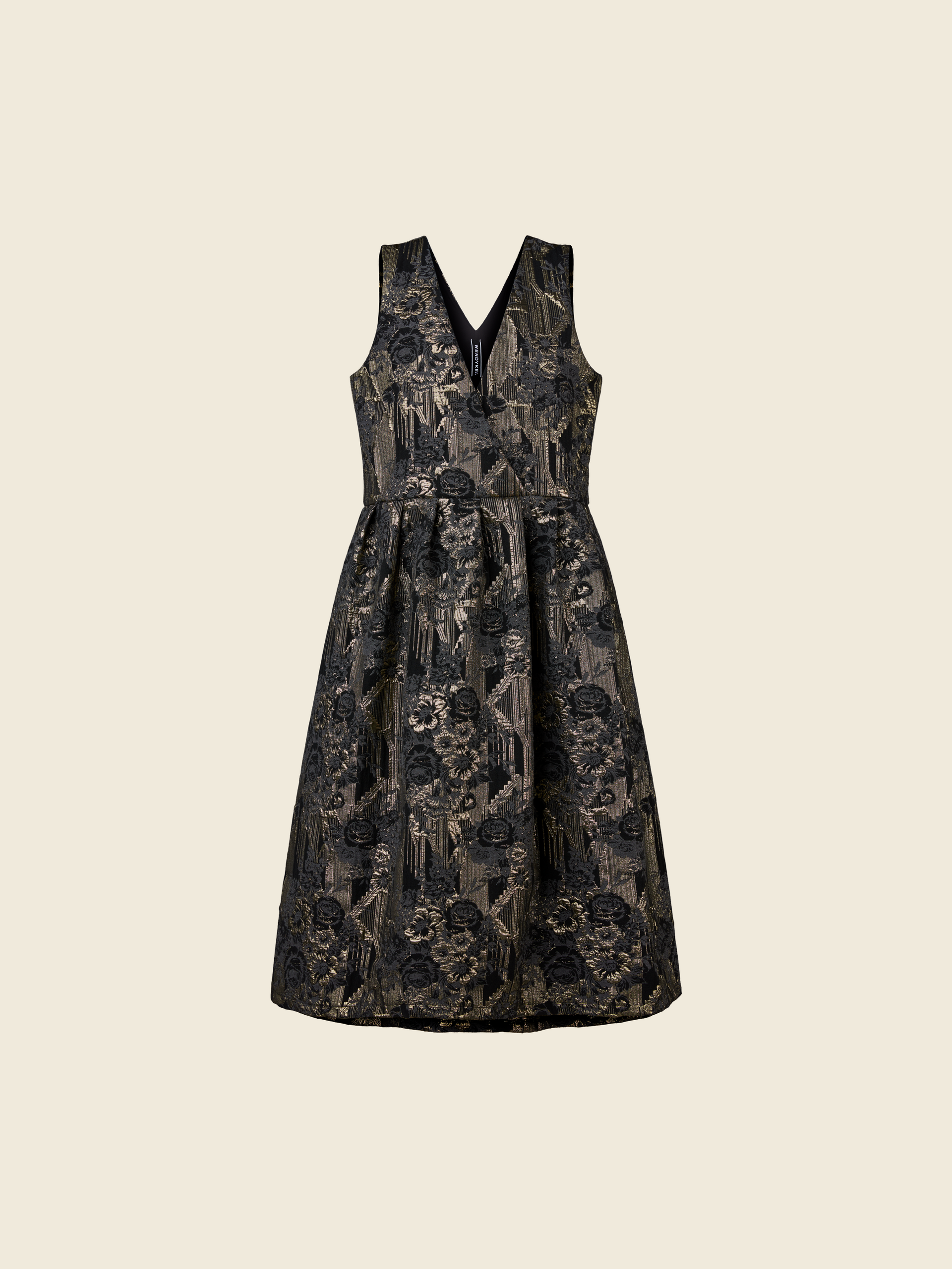 ELEGANT DRESS IN GOLD JACQUARD FABRIC