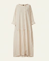 毛边缝线府绸长连衣裙