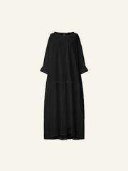 LONG POPLIN DRESS WITH RAW CUT SEAMS