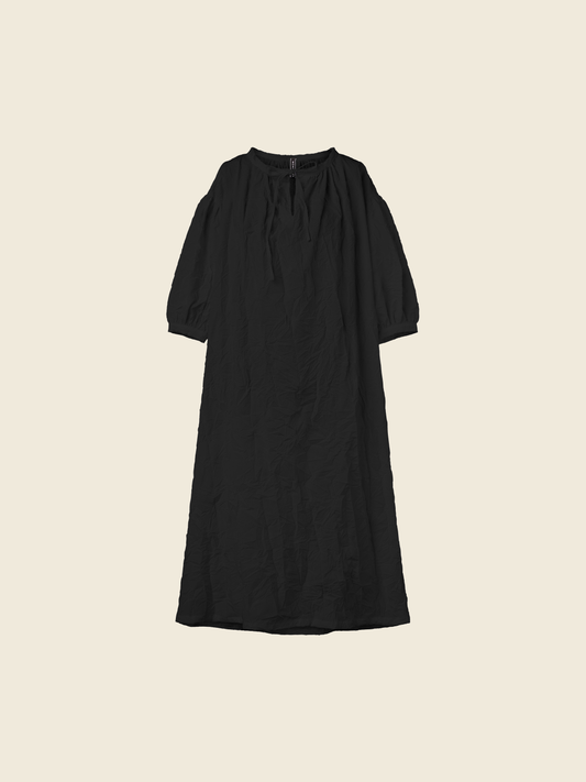 WRINKLED EFFECT DRESS WITH ROUNDED SLEEVES