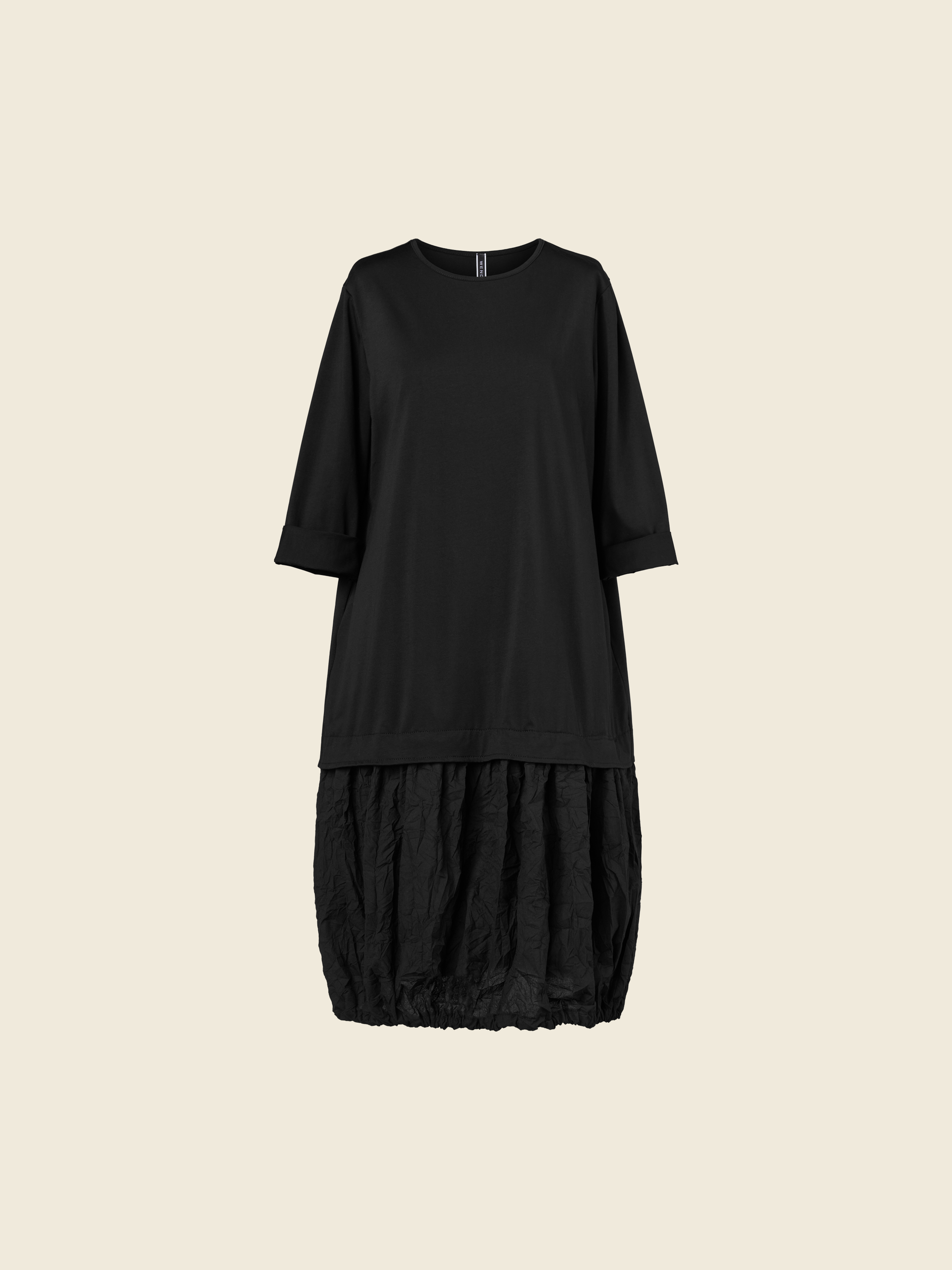 SWEATSHIRT DRESS WITH WRINKLED EFFECT BALLOON FLOUNCE