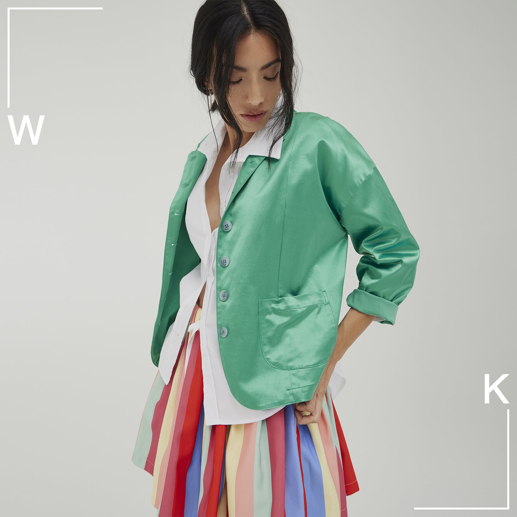 WATER GREEN SATIN JACKET