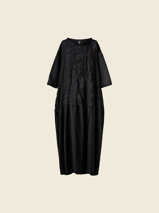 DRESS WITH SEMI-TRANSPARENT WOOL LACE TOP