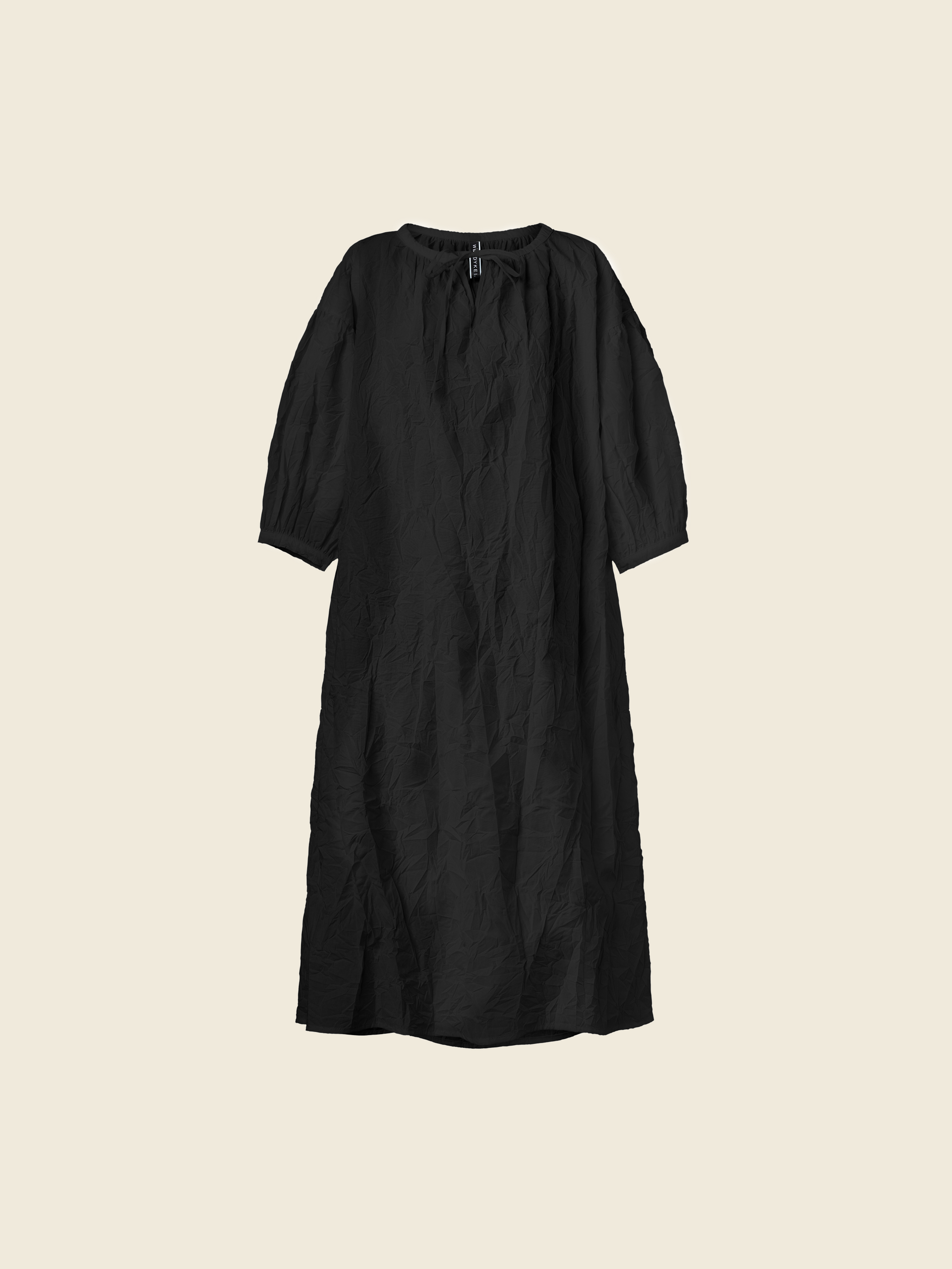 DRESS WITH ROUNDED SLEEVES IN WRINKLED EFFECT FABRIC