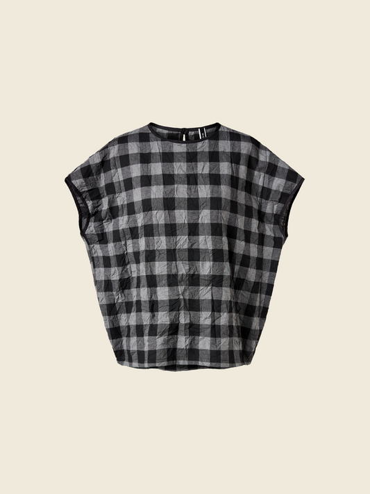 GRAY CHECKED T-SHIRT