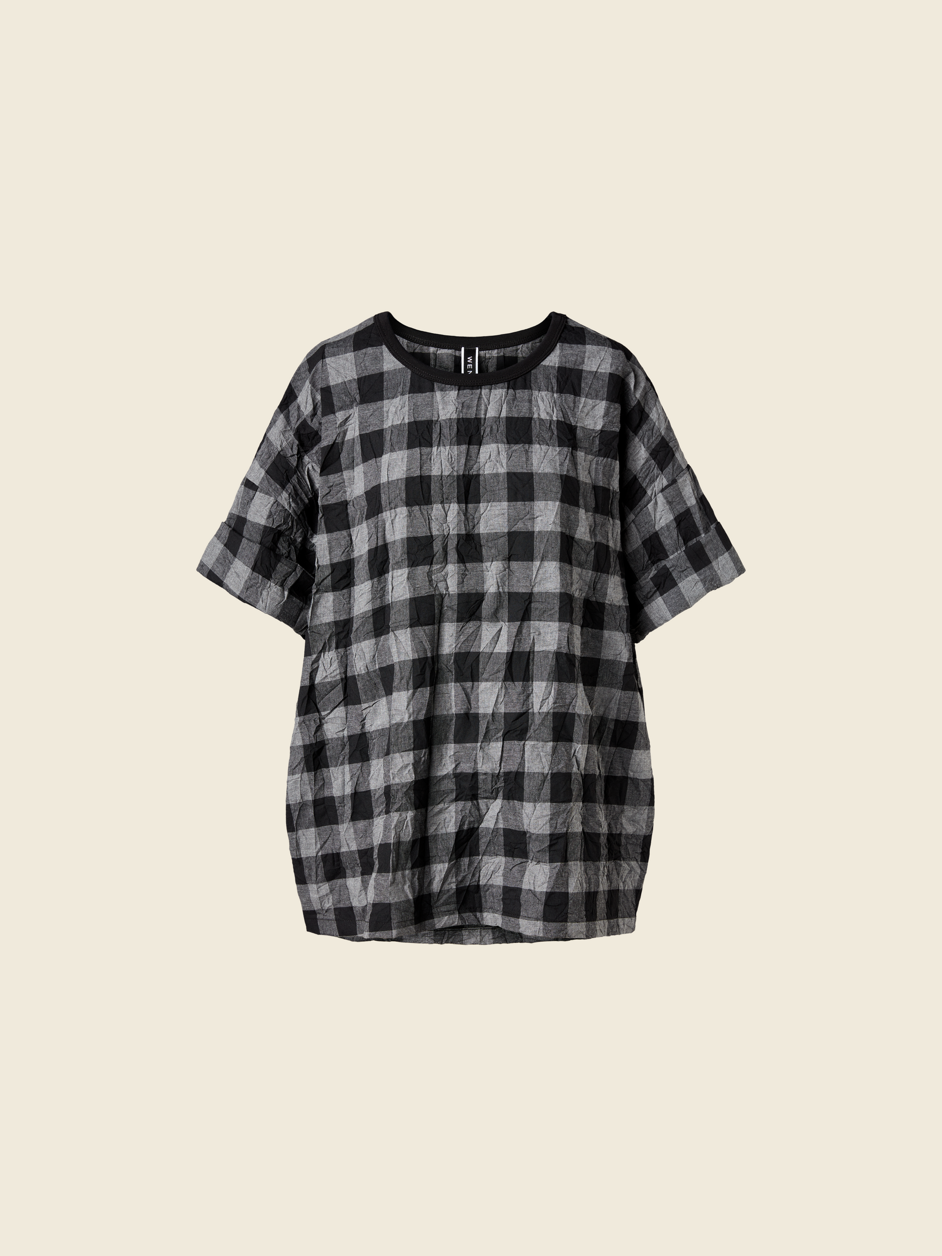 WIDE GRAY CHECKED T-SHIRT