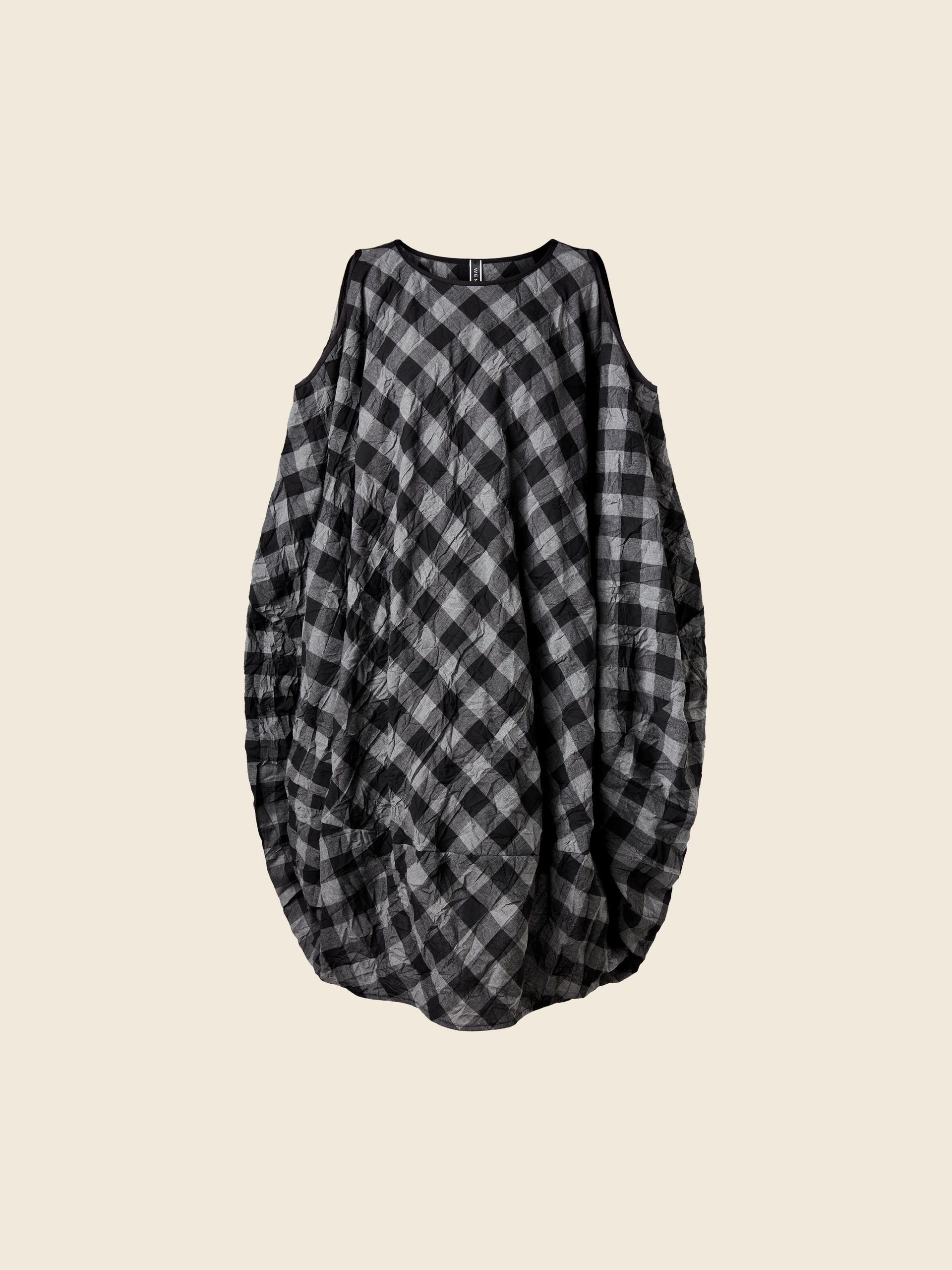 GRAY CHECKED BALLOON DRESS