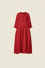 WIDE LINEN DRESS WITH SERAPH NECKLINE