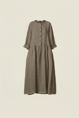 WIDE LINEN DRESS WITH SERAPH NECKLINE
