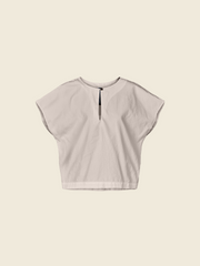 MUSLIN COTTON BLOUSE WITH TEARDROP CLOSURE NECKLINE