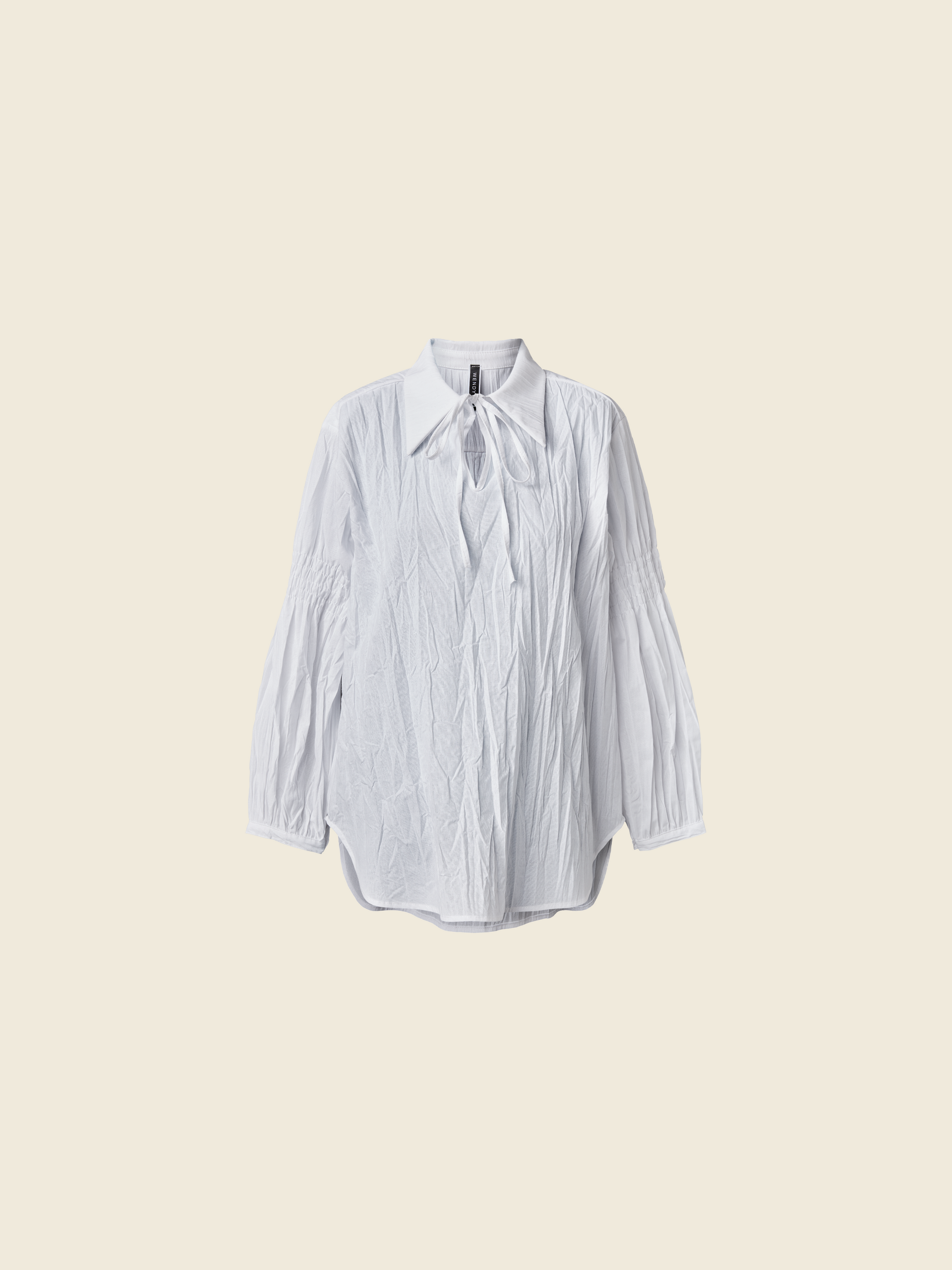 SHIRT IN WRINKLED EFFECT FABRIC WITH ELASTICATED SLEEVES