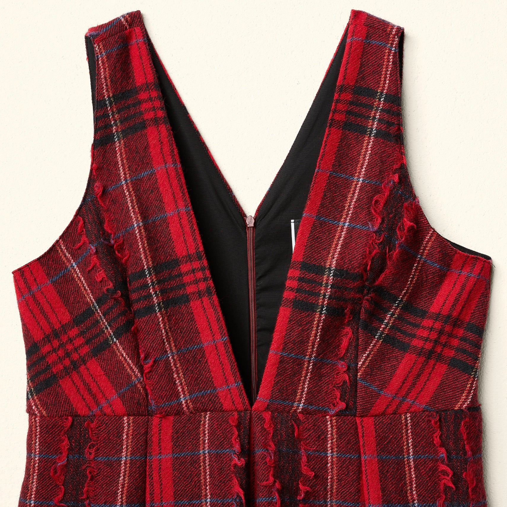 RED CHECKED VIRGIN WOOL DRESS