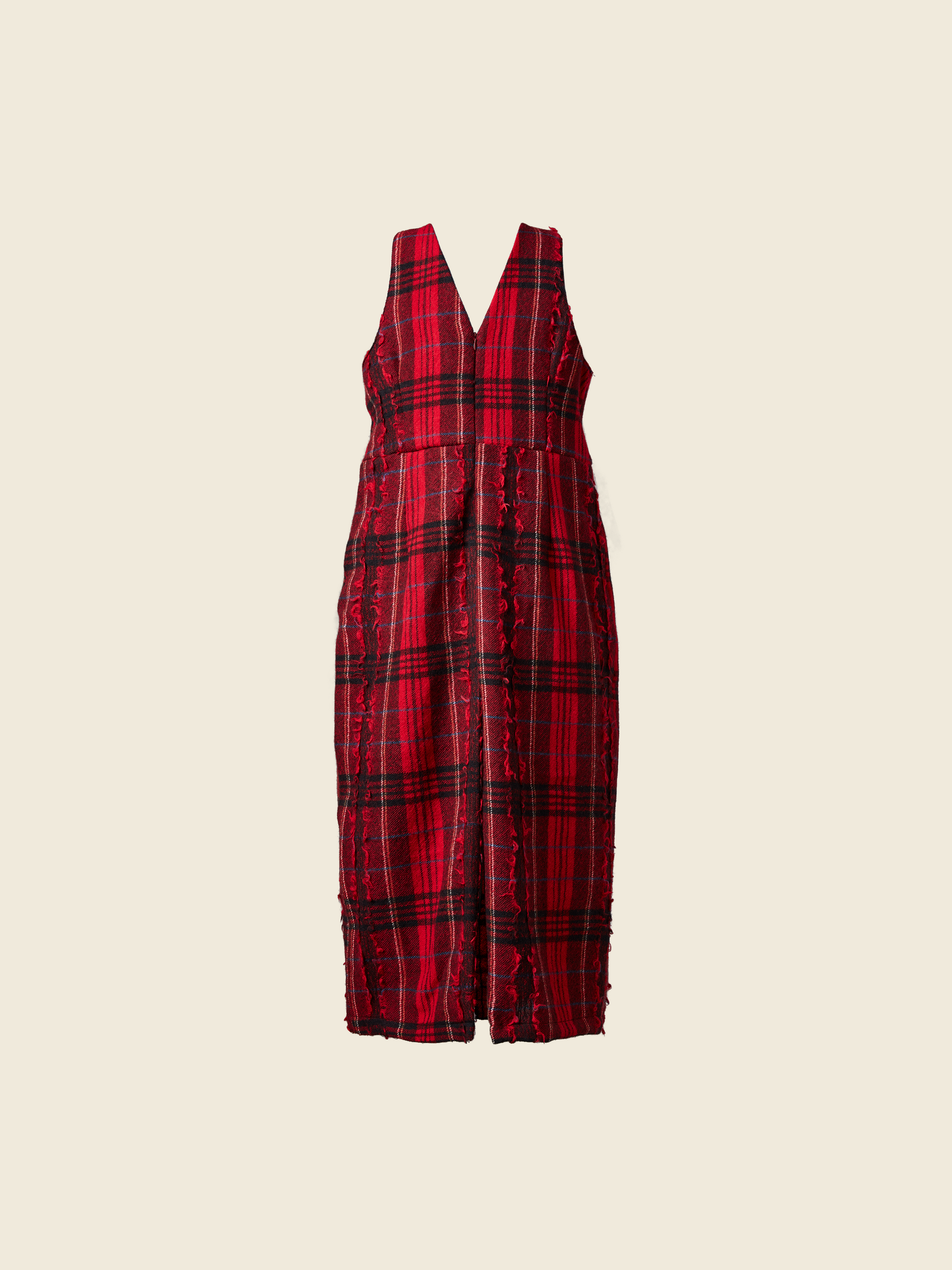 RED CHECKED VIRGIN WOOL DRESS