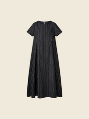 DRESS IN WAVY PINSTRIPES FABRIC