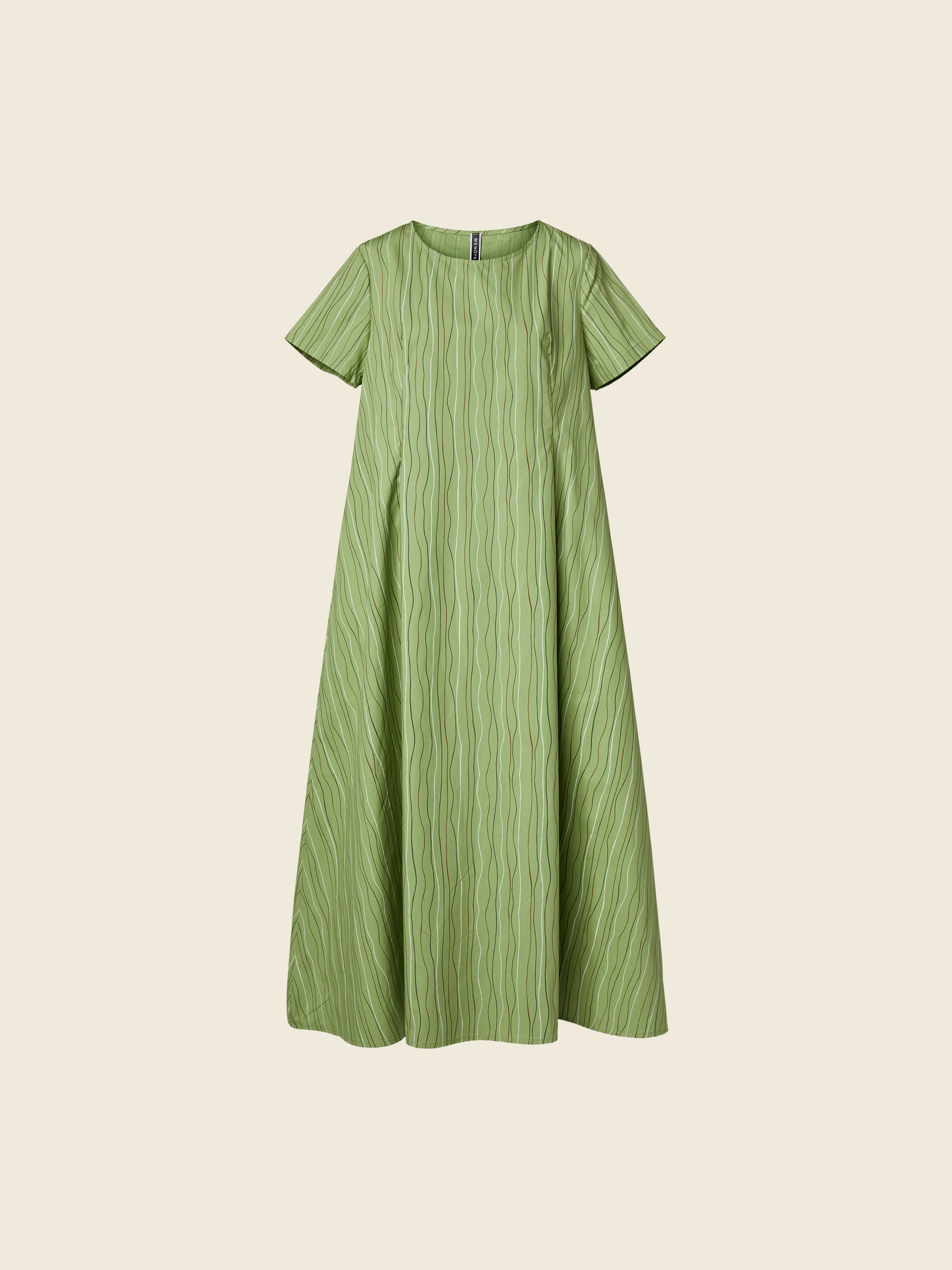 DRESS IN WAVY PINSTRIPES FABRIC