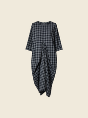 CHECKED DRESS WITH PLEAT