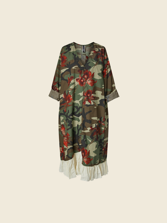MILITARY DRESS WITH FLOWERS