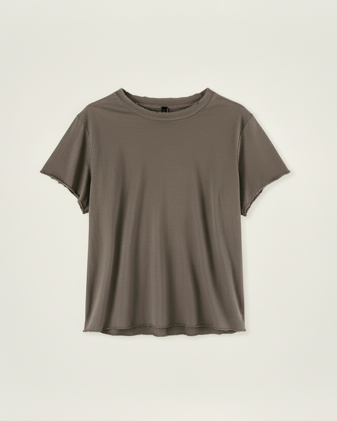 RAW CUT COTTON JERSEY T-SHIRT