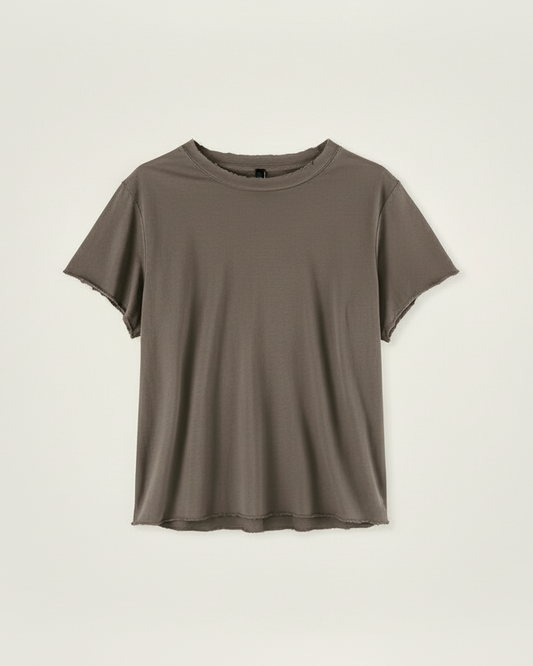 RAW CUT COTTON JERSEY T-SHIRT