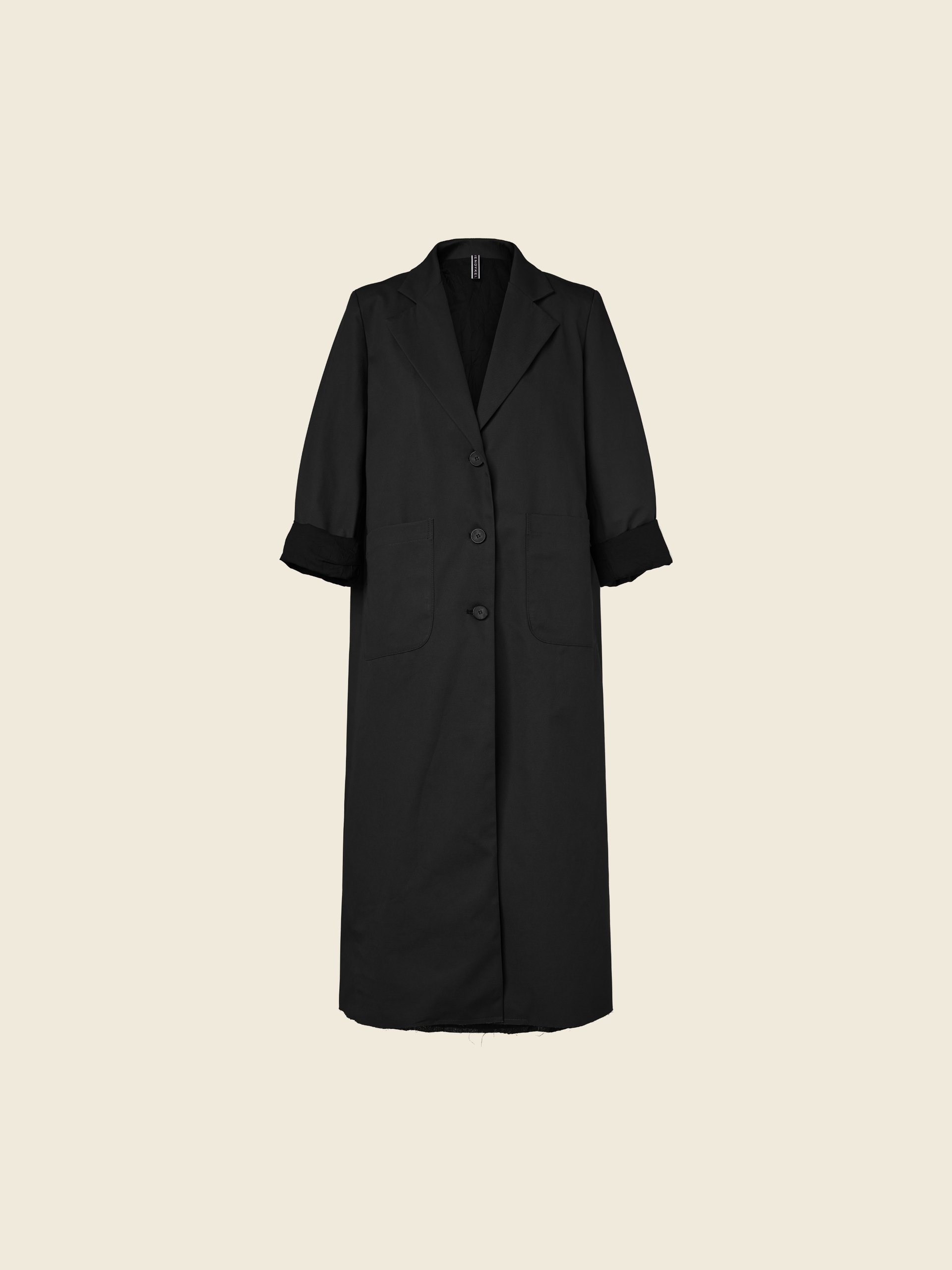 LONG COAT IN COTTON FABRIC WITH REVER COLLAR